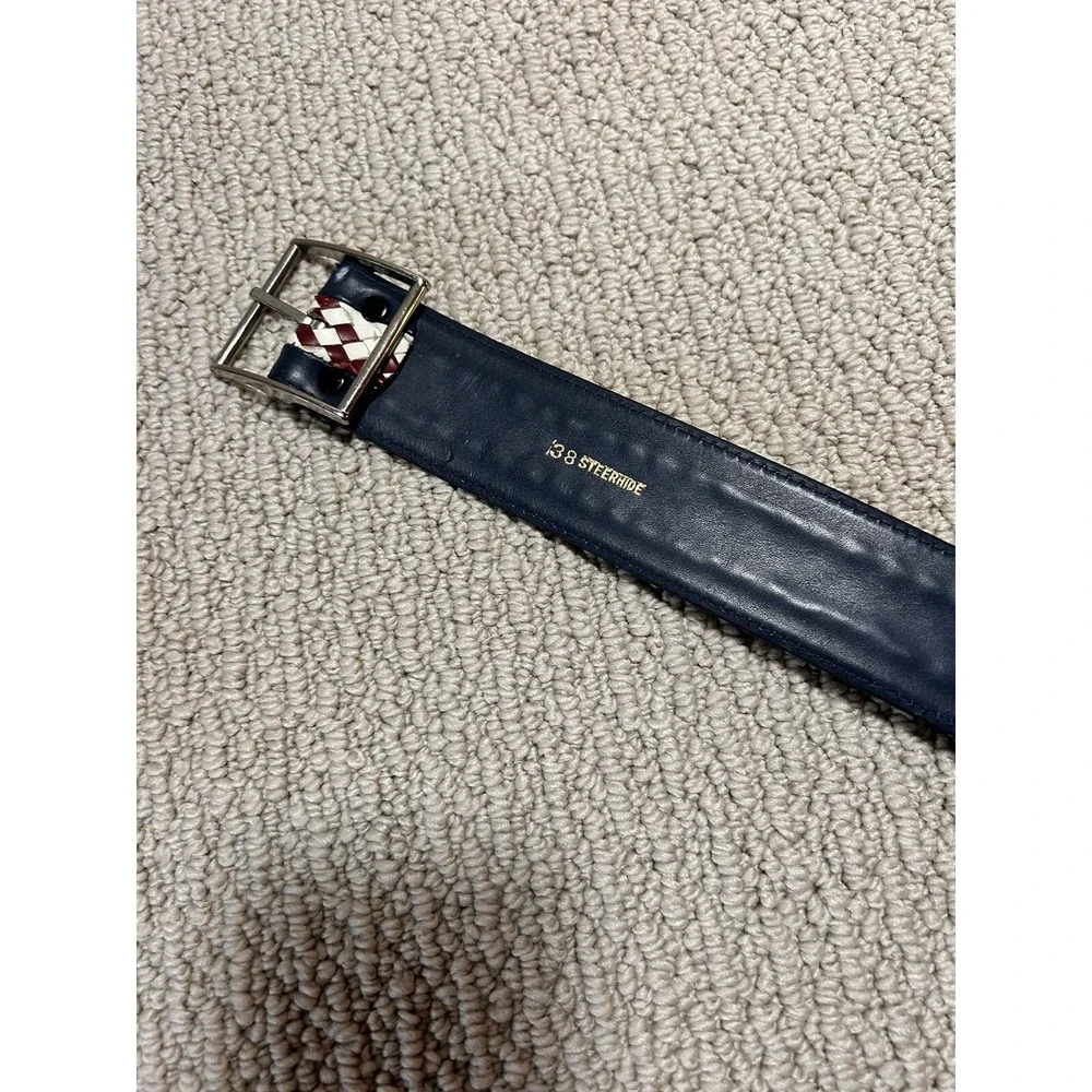 Vintage Wide Navy Steerhide Belt - 38‎ Inches Waist Size 32-34